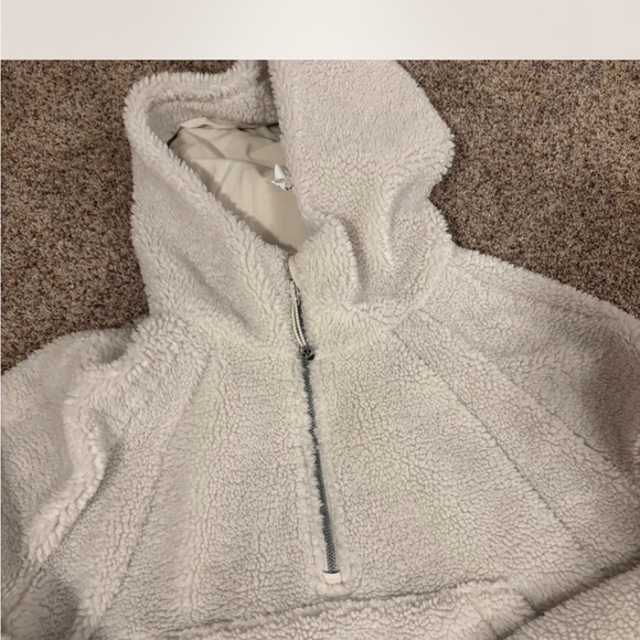 Cozy Ivory Sherpa Half-Zip Hoodie - Picture 2 of 4